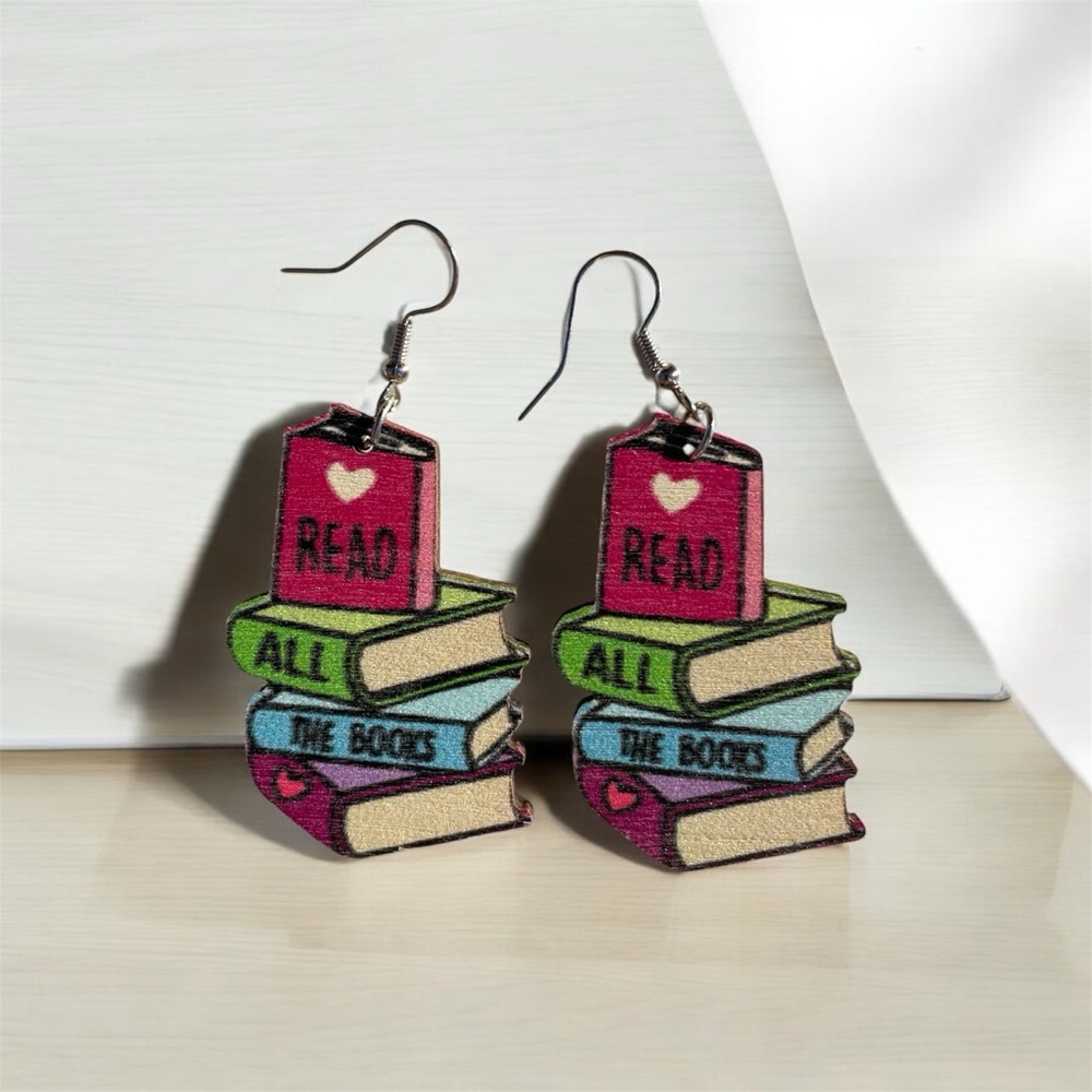 Book Stack Earrings bookworm gift read all the book earrings